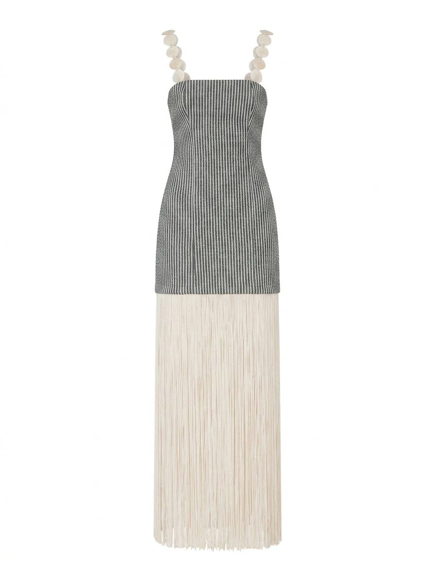 ELENA DRESS GREEN STRIPES - imagen 1
