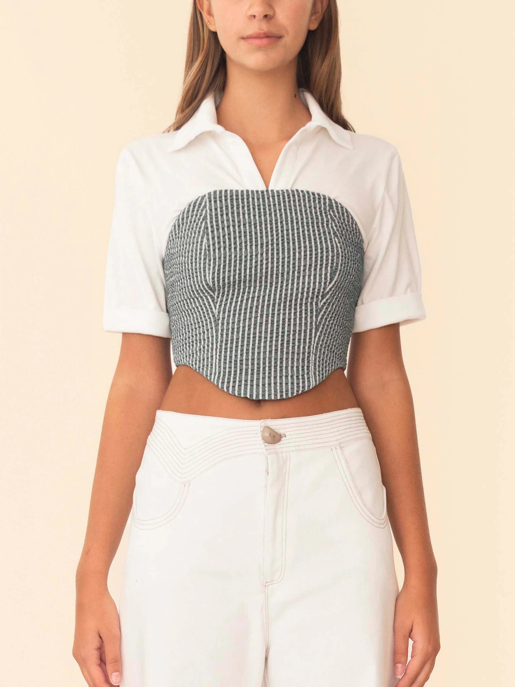SEFINA TOP GREEN STRIPES - imagen 1