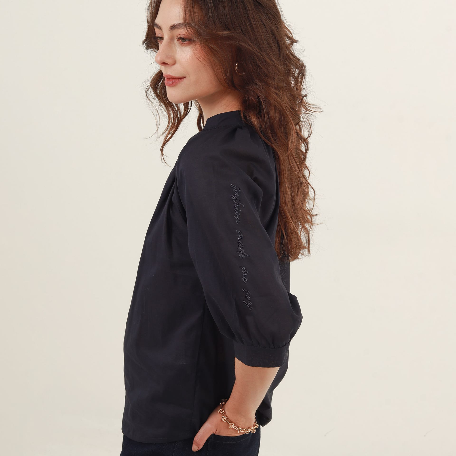 Blusa Cuello V Manga 3Cuartos - imagen 1