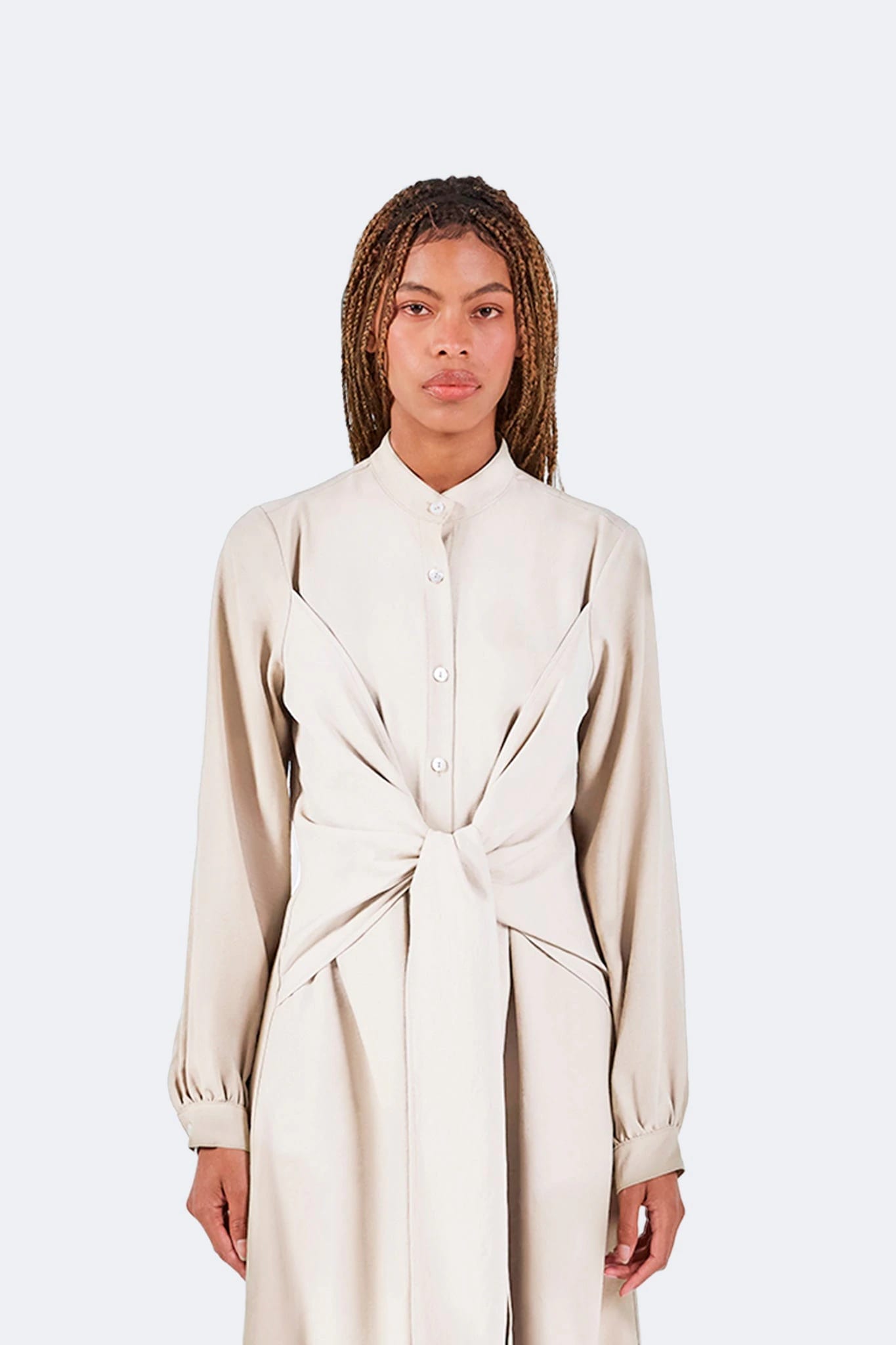 Vestido Zigze Anudado - Marfil - imagen 2