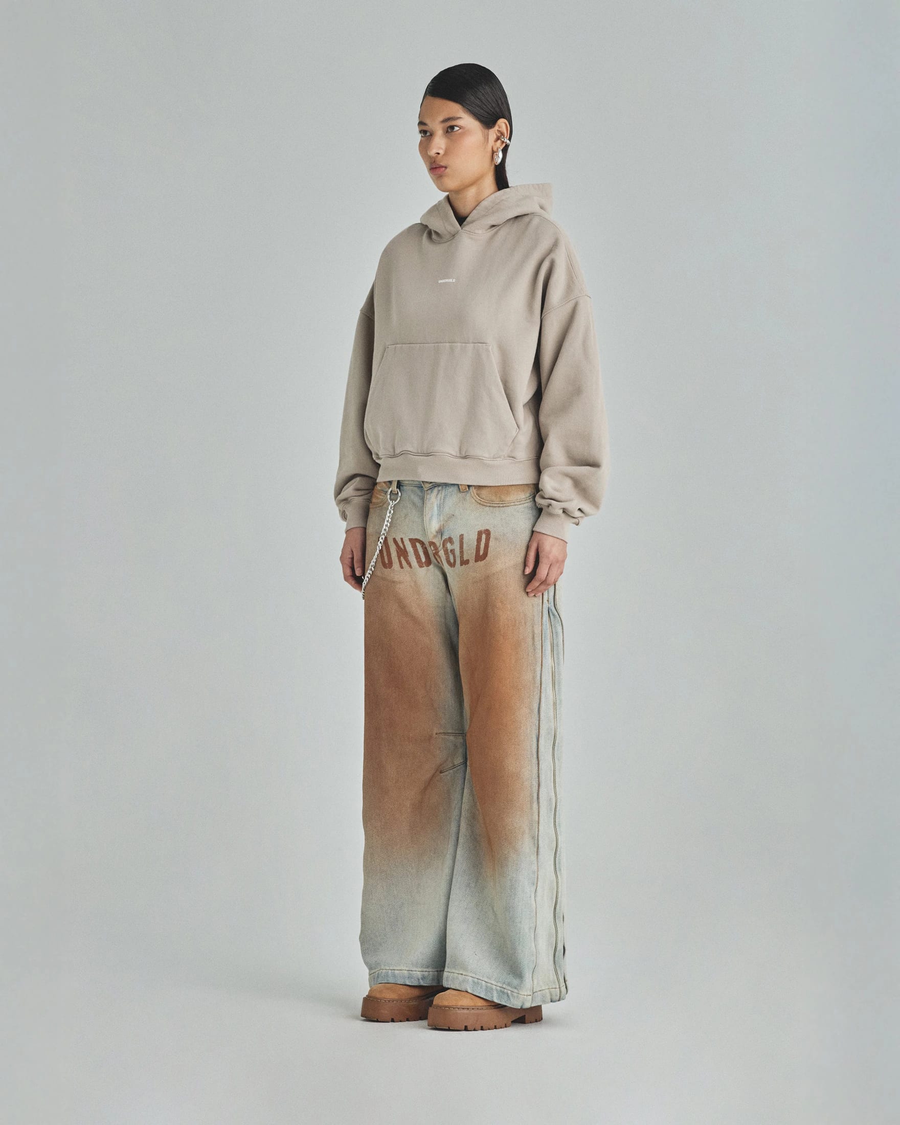 W Basics Undergold Boxy Fit Hoodie Cream - imagen 5