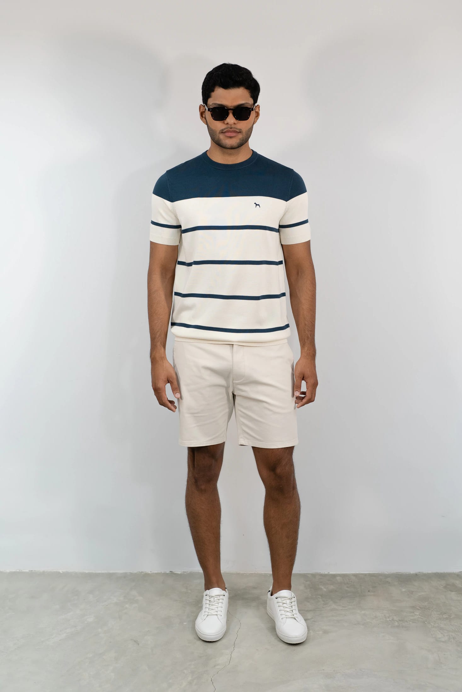 Suéter Fashion Azul Petróleo/Crema - imagen 1