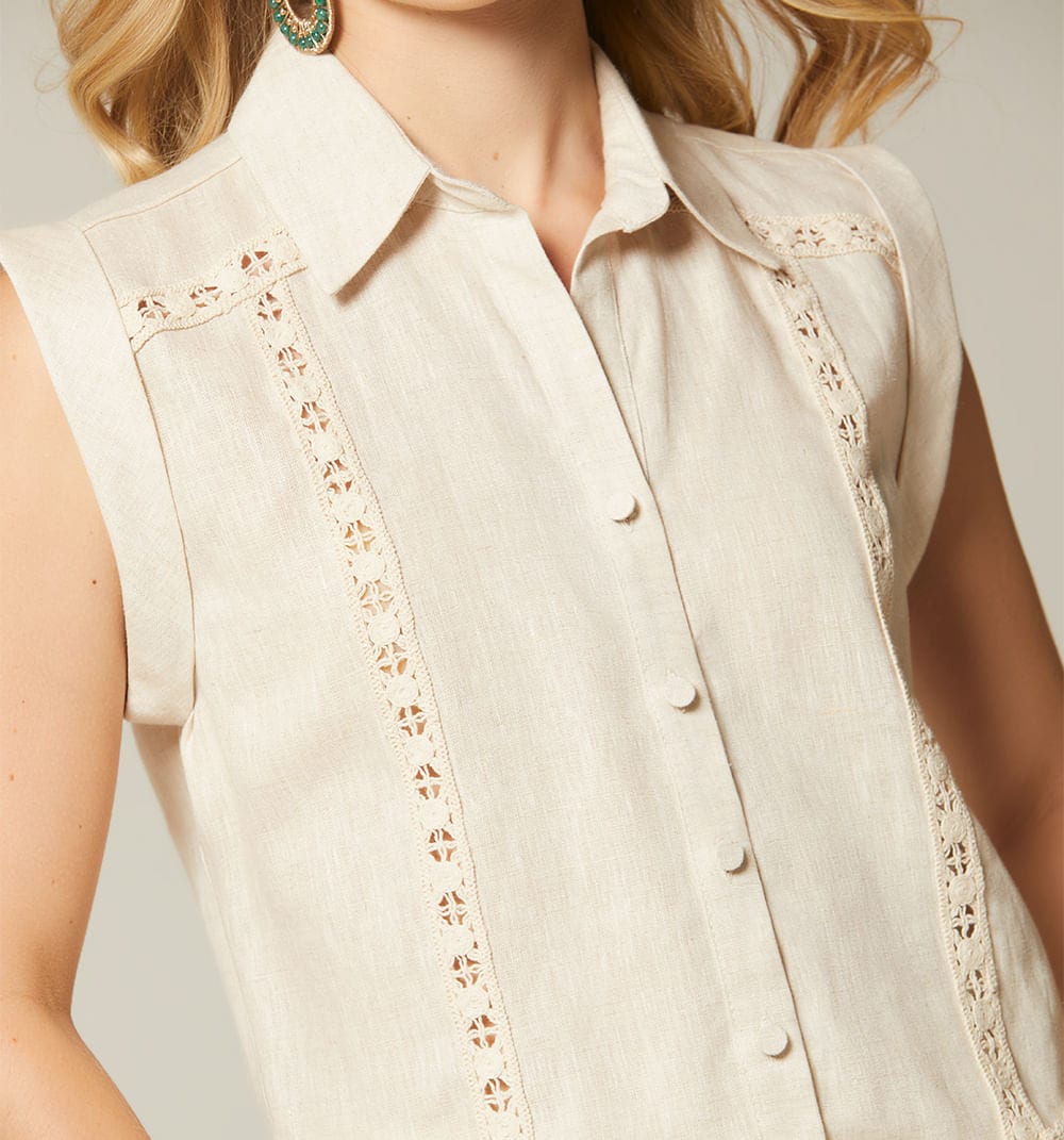 Blusa sisa con encajes crochet - imagen 2