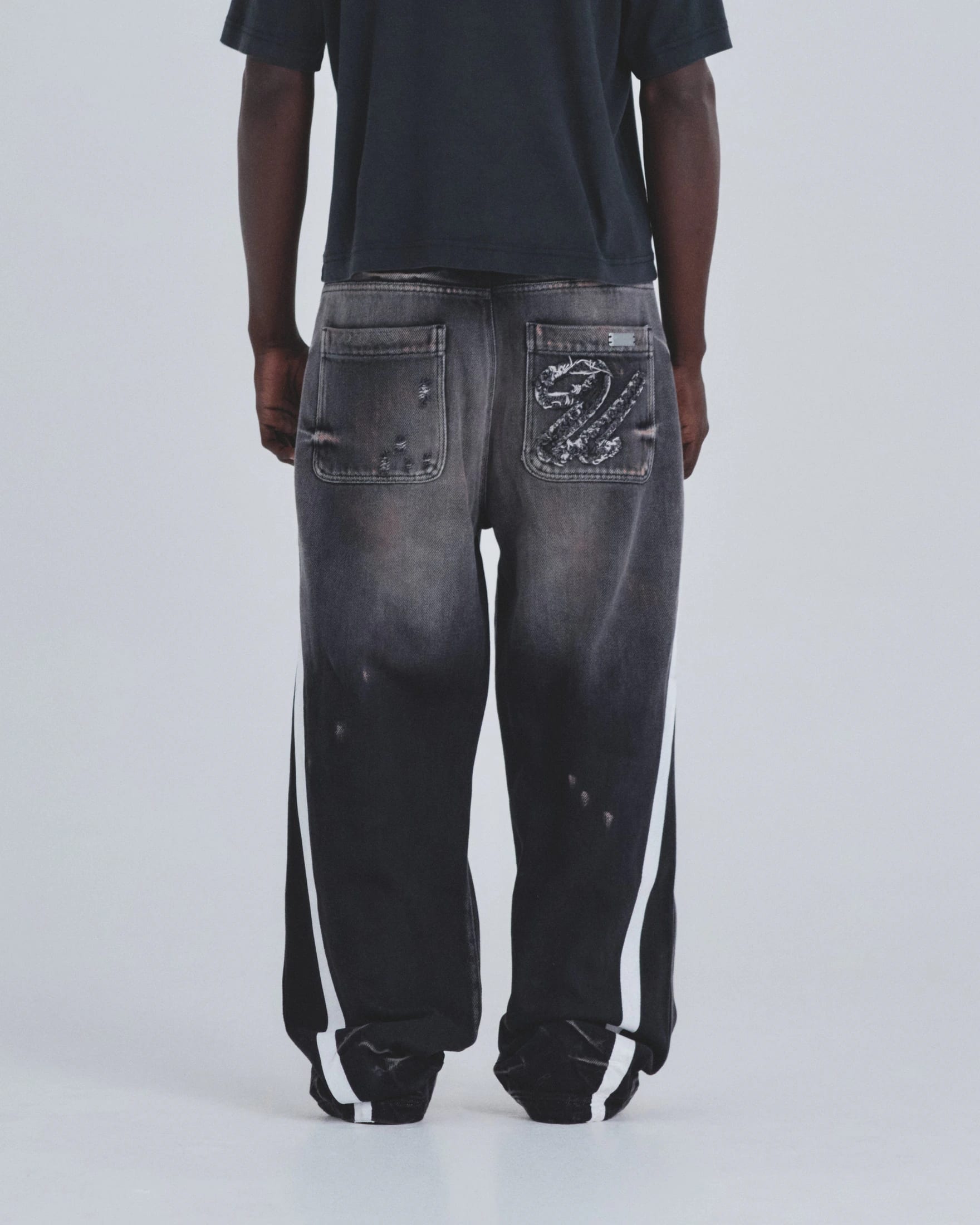 Holy State Stripe Wide Jeans Ash Black - imagen 7