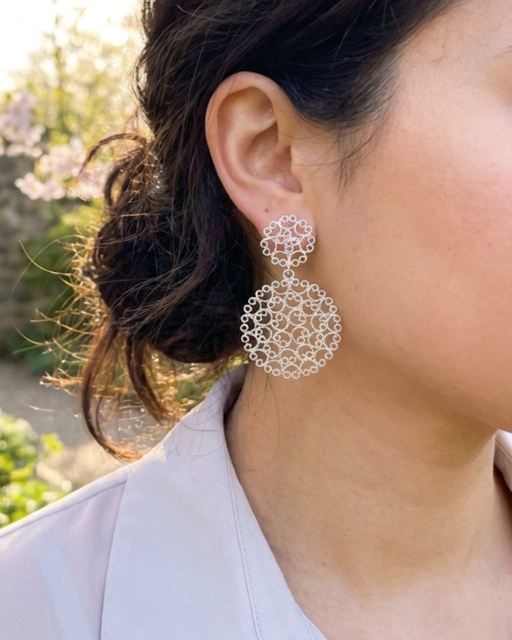 Arete dos Mandalas en Plata Filigrana - imagen 2
