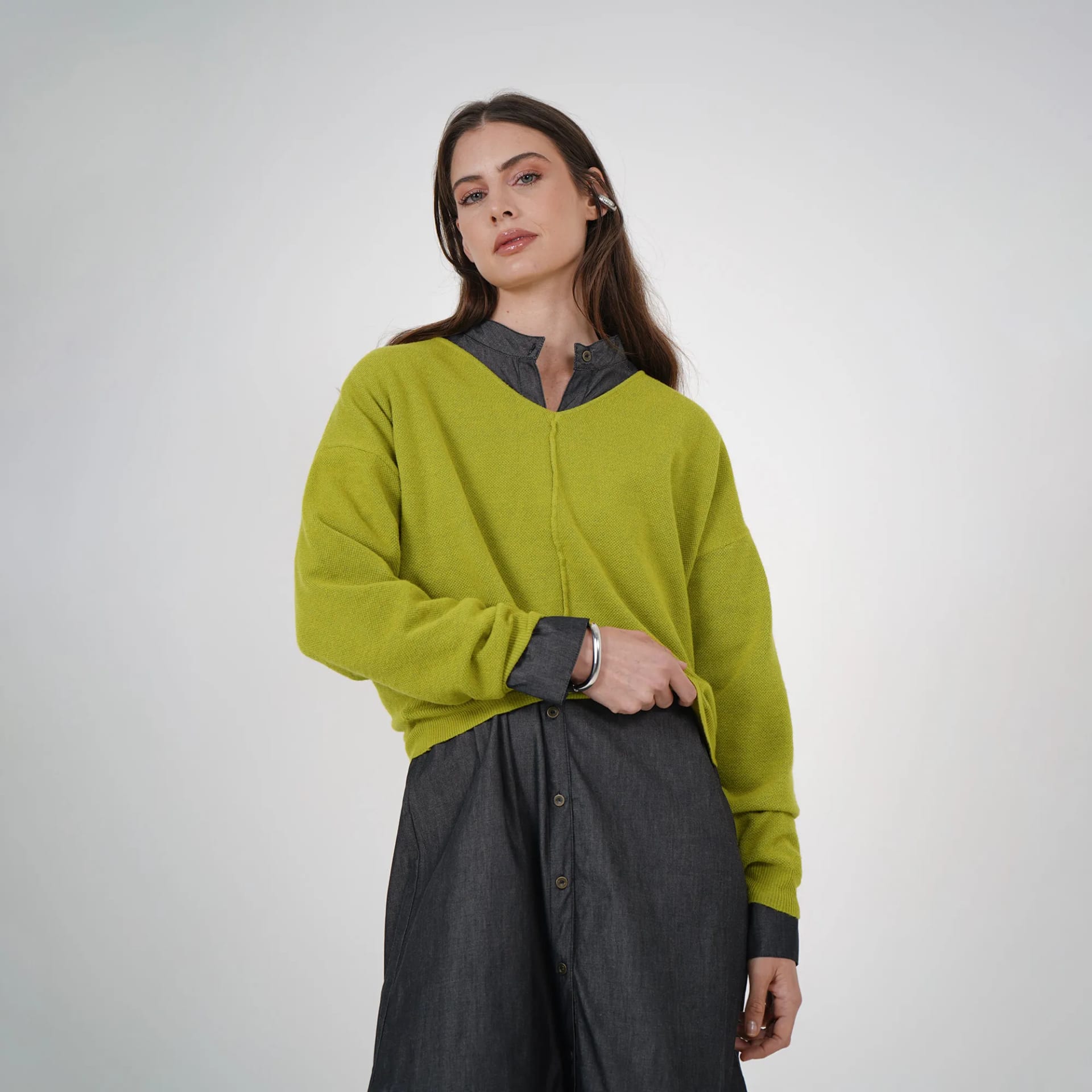 Sweater Cuello V Manga 3/ Cuartos - imagen 5