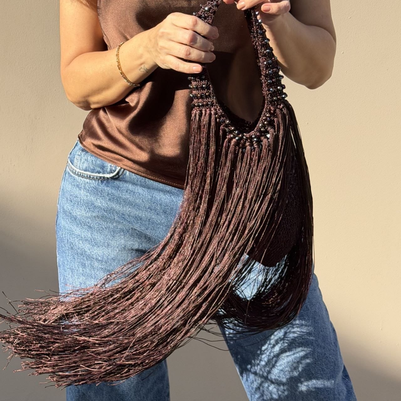The Cascade Fringe Bag Luxury Handmade Statement Hand Bag - imagen 4