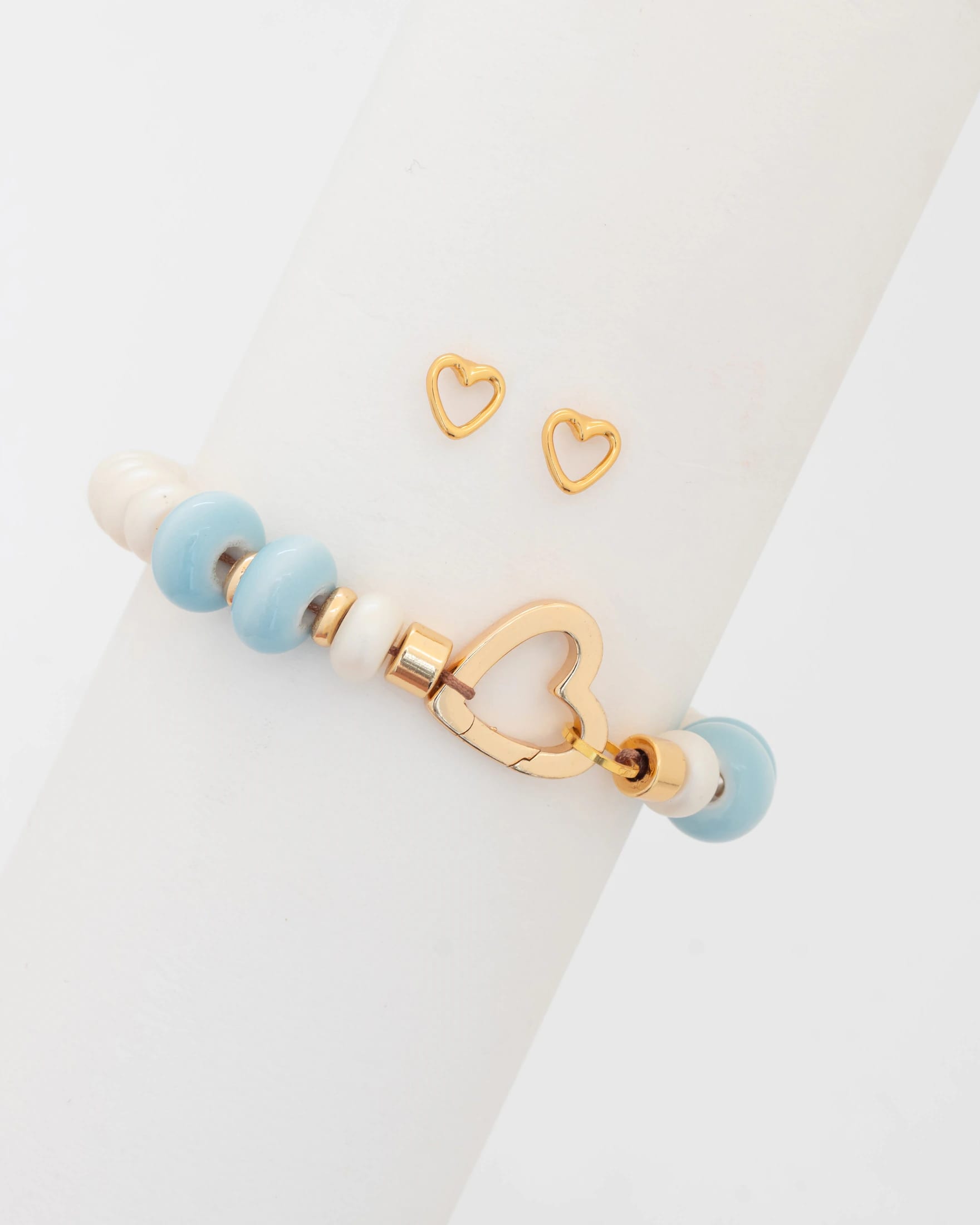 Pulsera Broche Corazón + Aretes - imagen 1