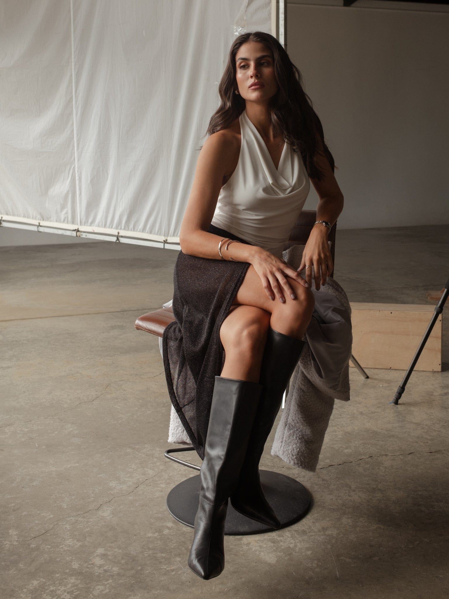 COWL NECK TOP - SOFT WHITE - imagen 13