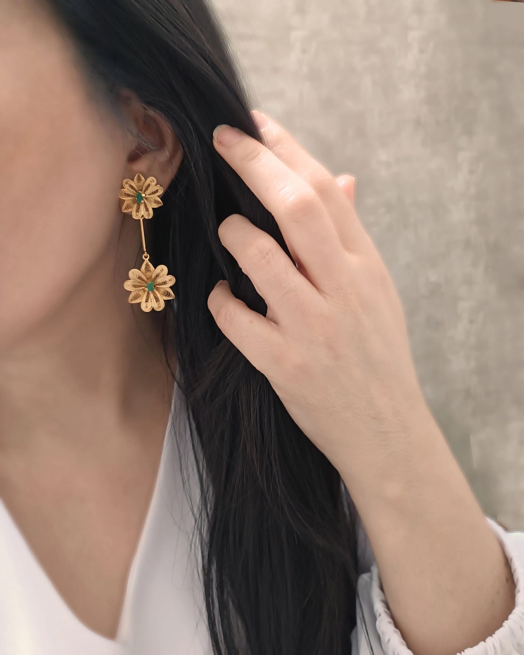 Aretes doble flor, Kany - imagen 4