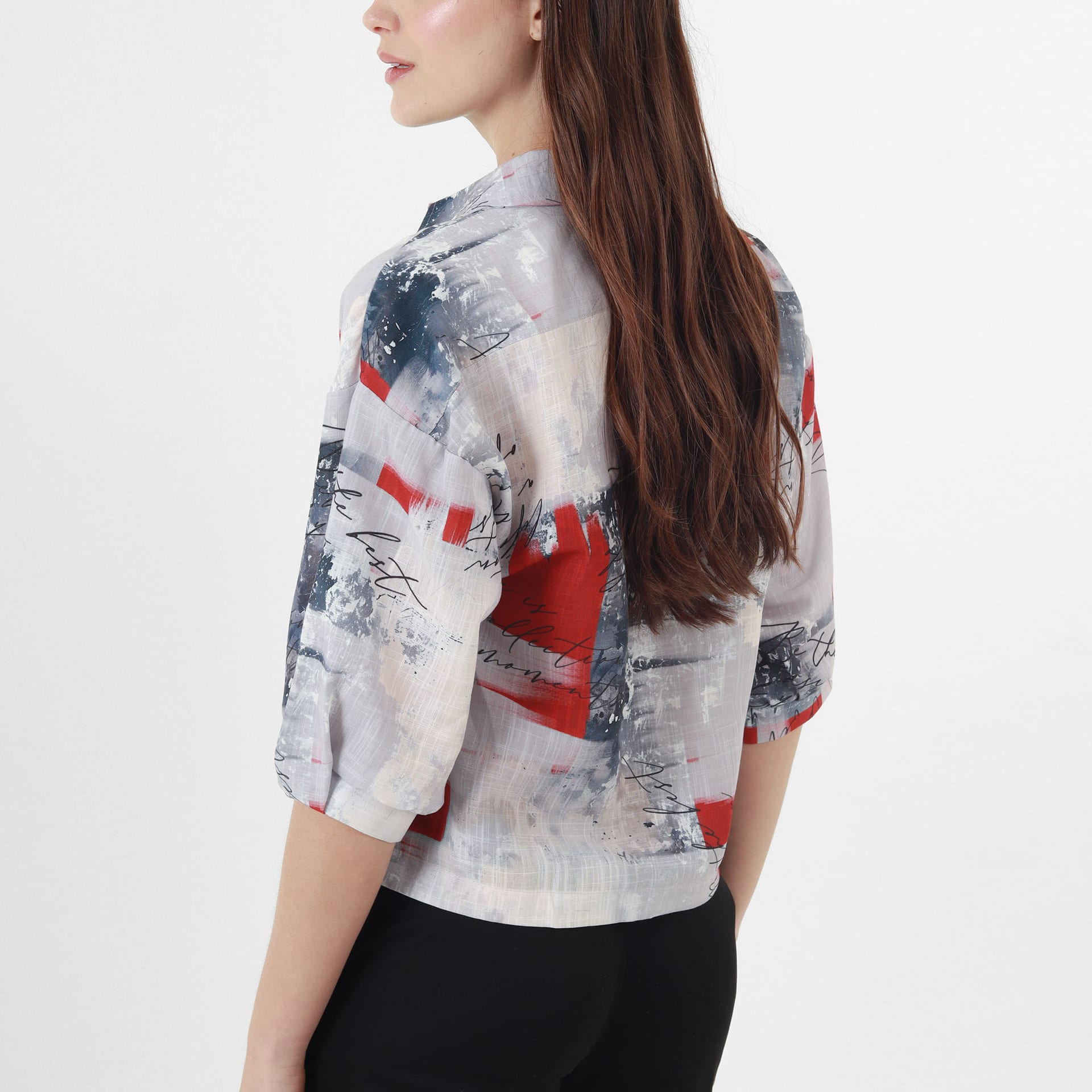 Blusa Cuello Camisero Manga Al Codo - imagen 3