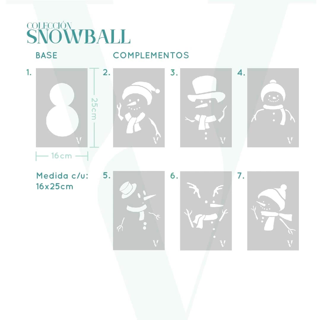 Plantillas para pintar, Vamarú Stencils, Colección Snowball 25x16cm, 7und - imagen 3