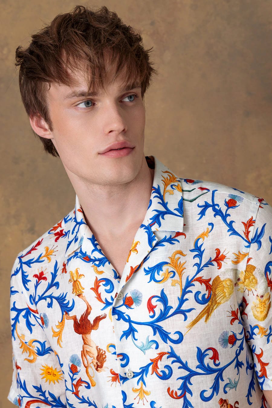 Men's shirt linen bowling chiron white - imagen 3