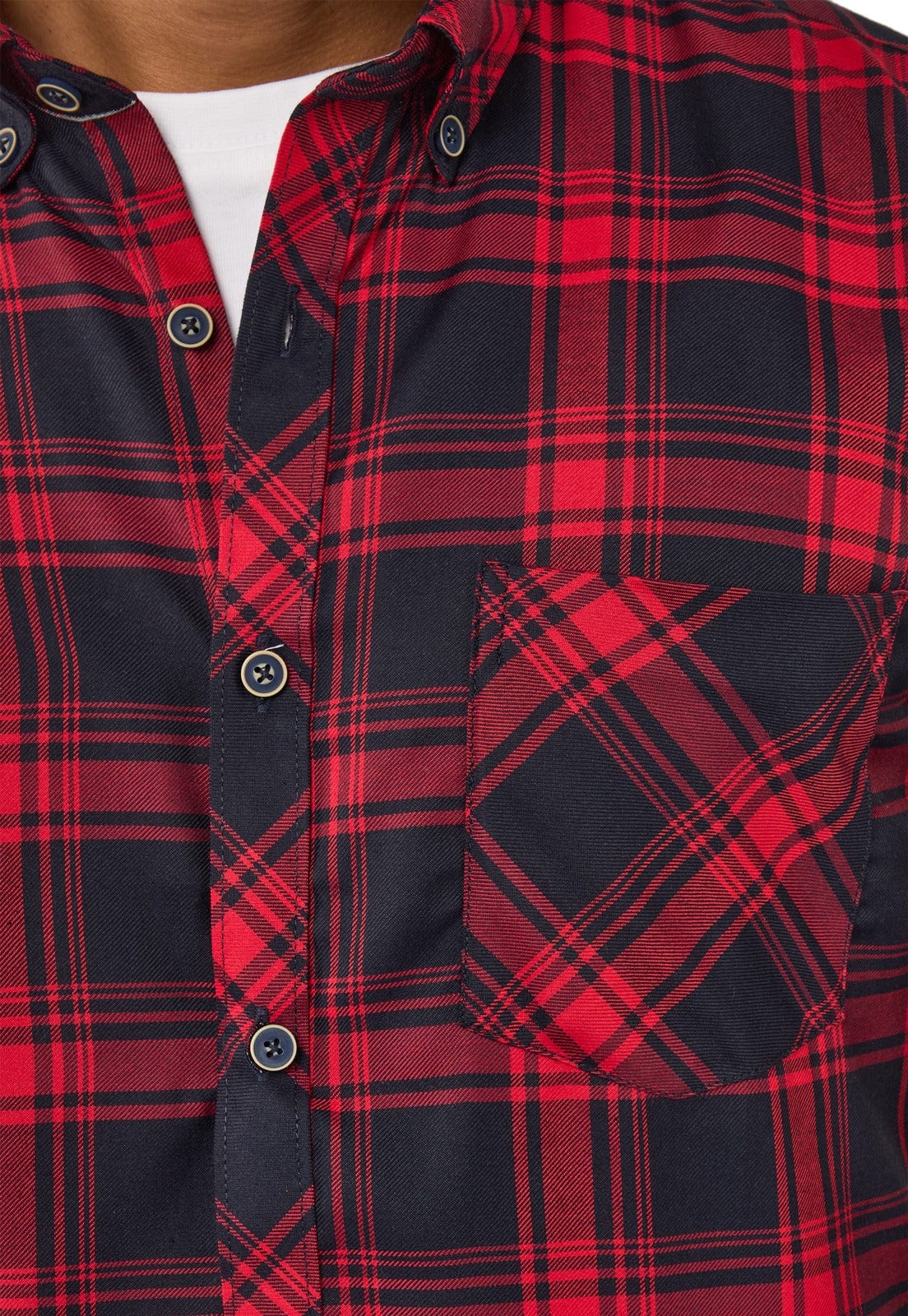 Camisa leñadora roja con azul manga larga - imagen 4