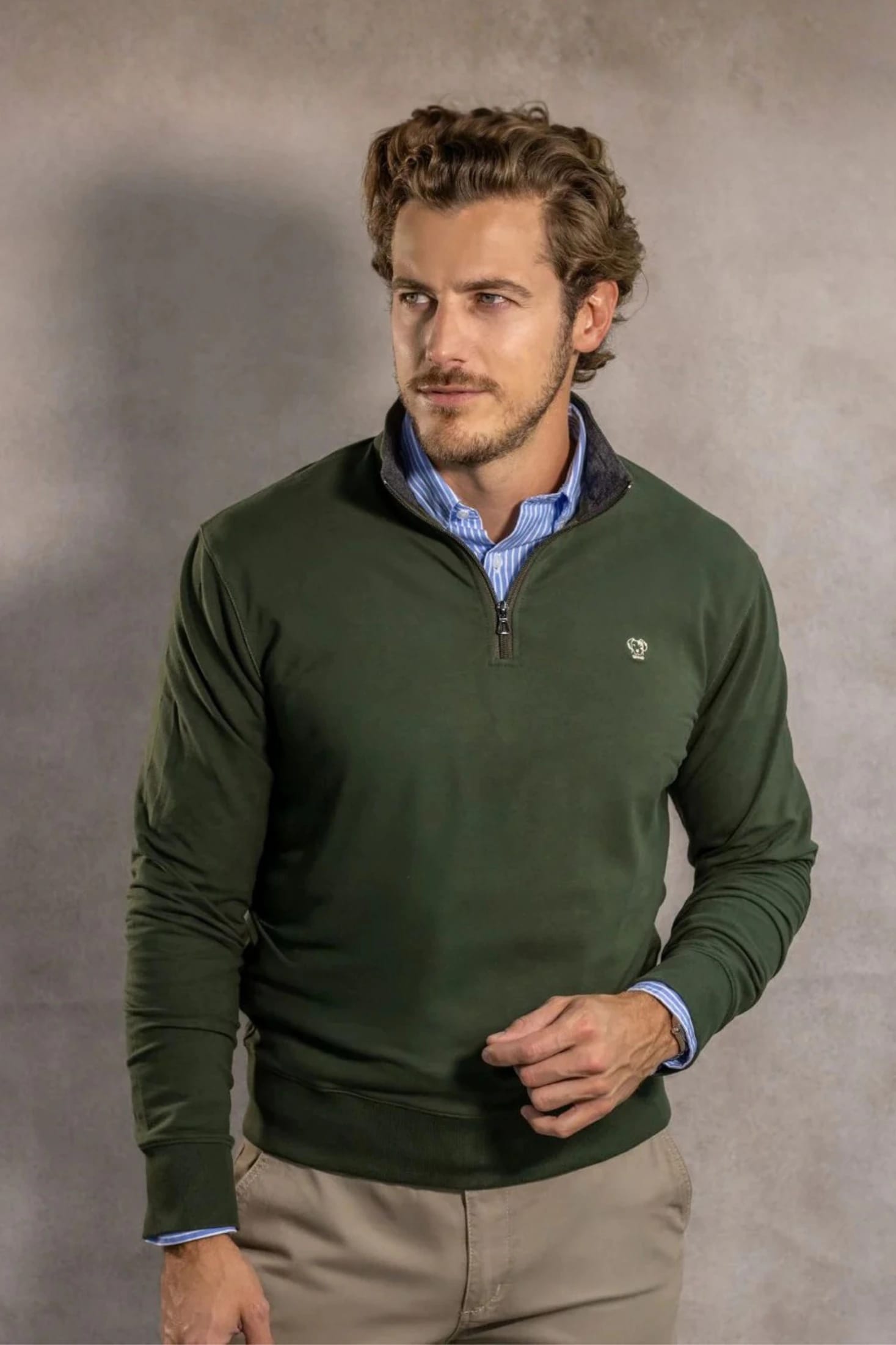 Halfzip Viana Antimanchas Verde Militar - imagen 1