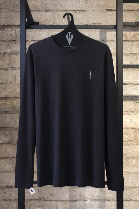 Camibuso Para Hombre Negro Bordado Cráneo - imagen 2