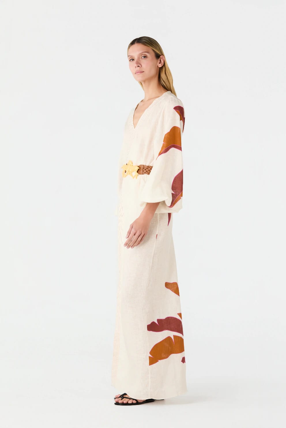 Hojarasca Linen Maxi Dress / Fuchsia Palm - imagen 4