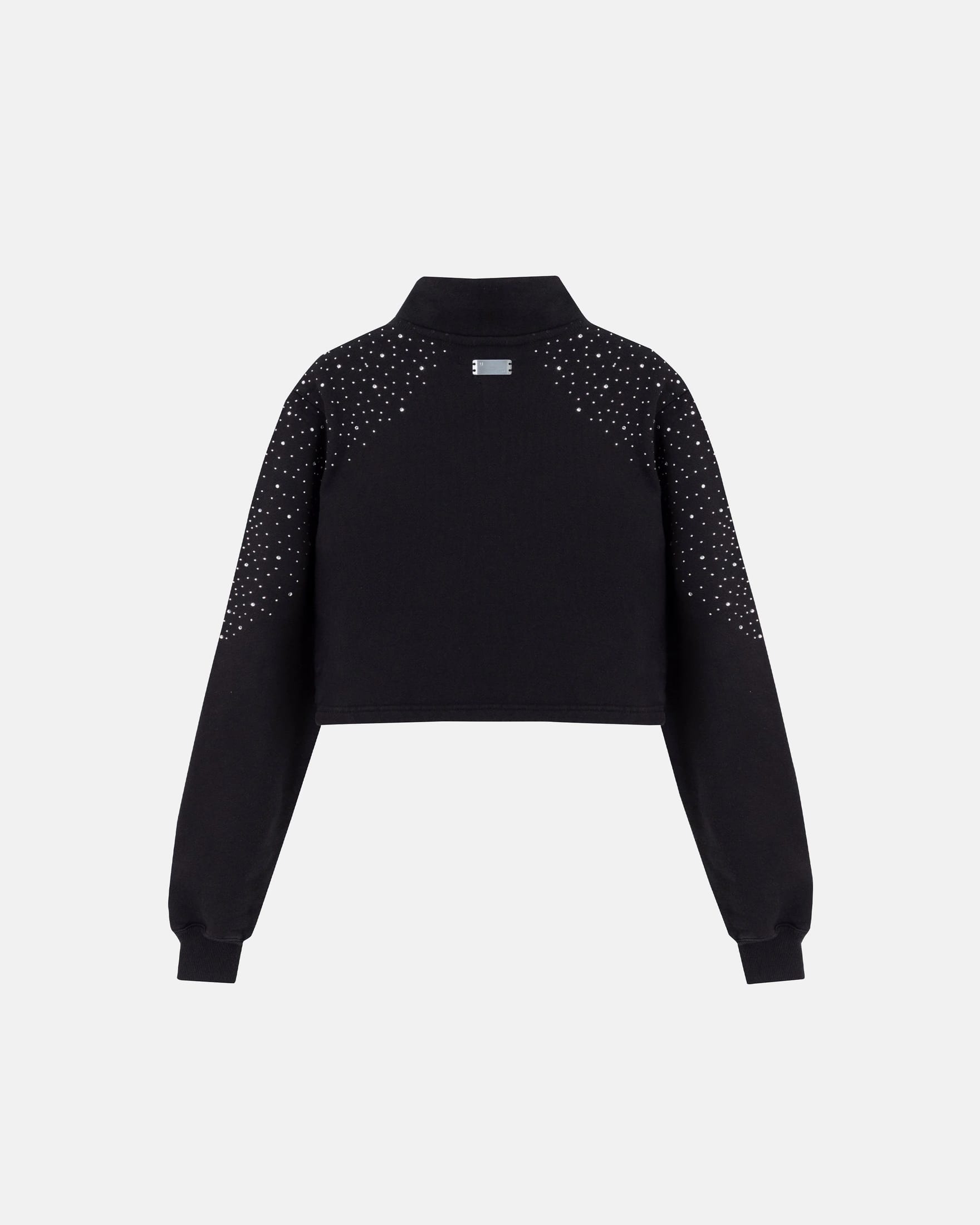 W Golden Heritage Slim Fit Zip Up Pearled Cropped Crewneck Black - imagen 3