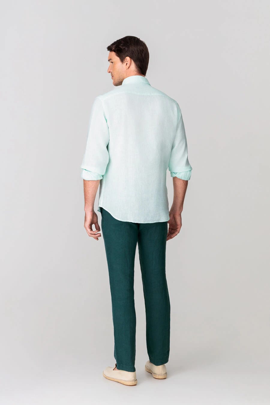 Men's linen shirt light turquoise - imagen 3