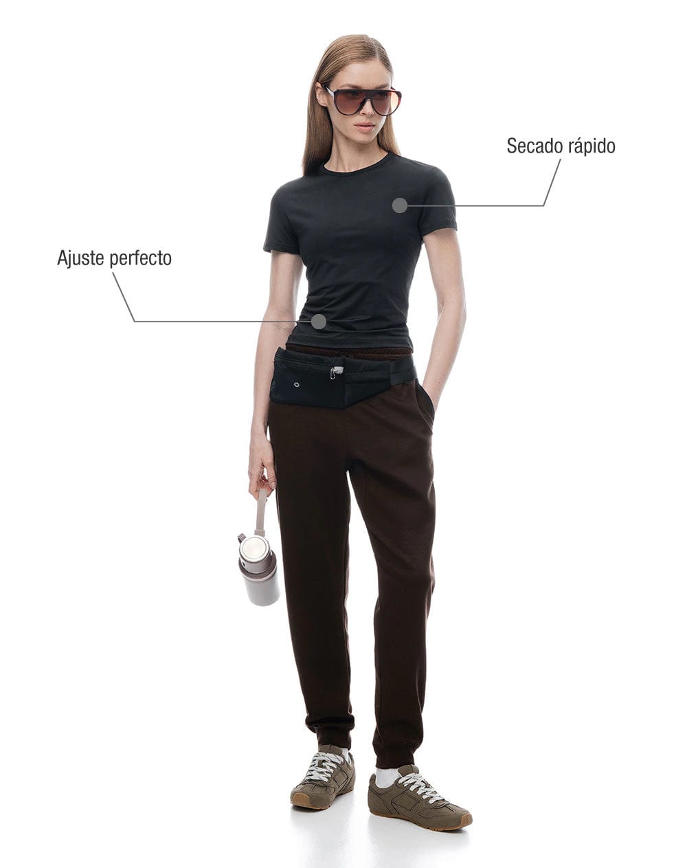Camiseta deportiva secado rápido negra mujer - imagen 4