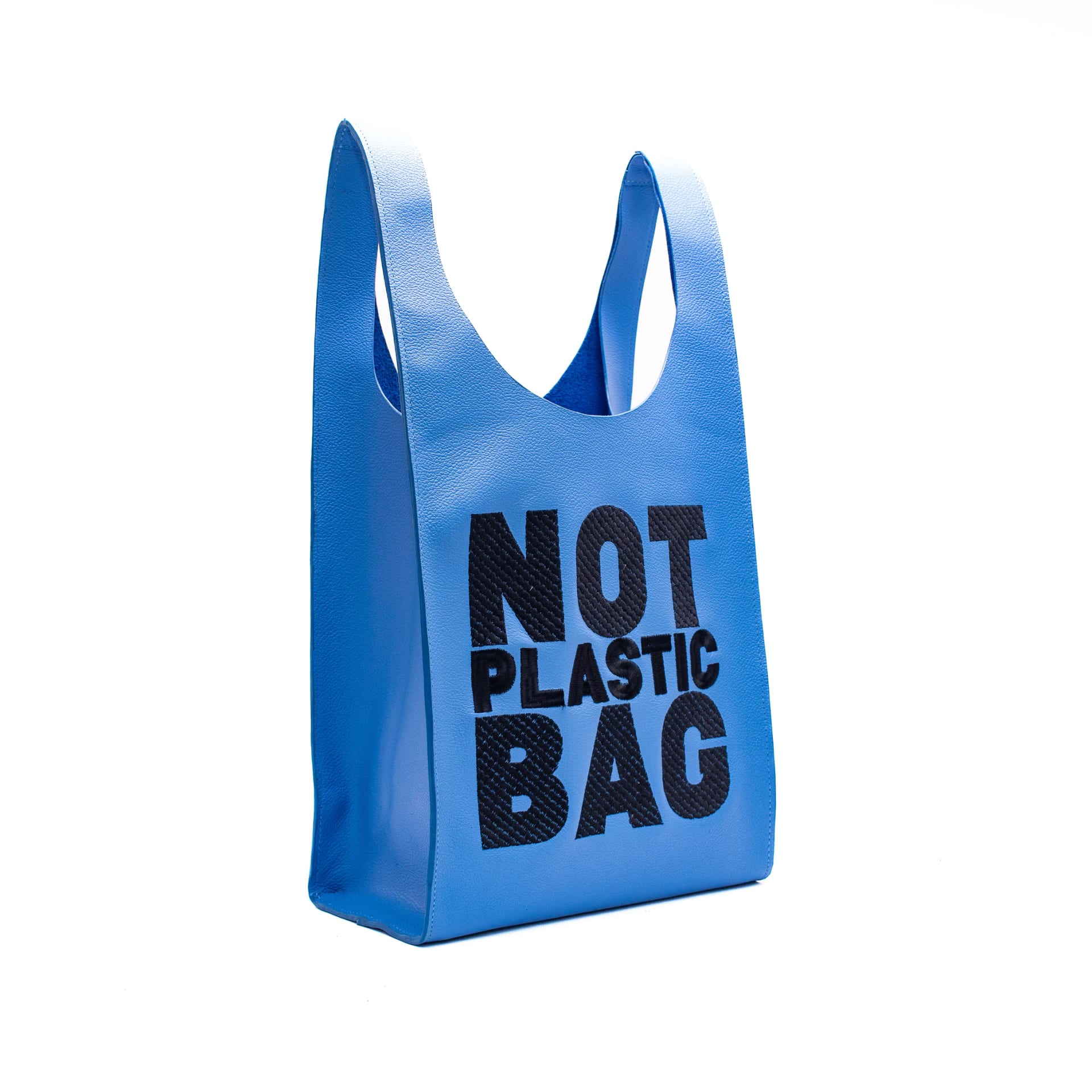 PLASTIC BAG MIDI - azul CERULEO x bordado negro - imagen 3