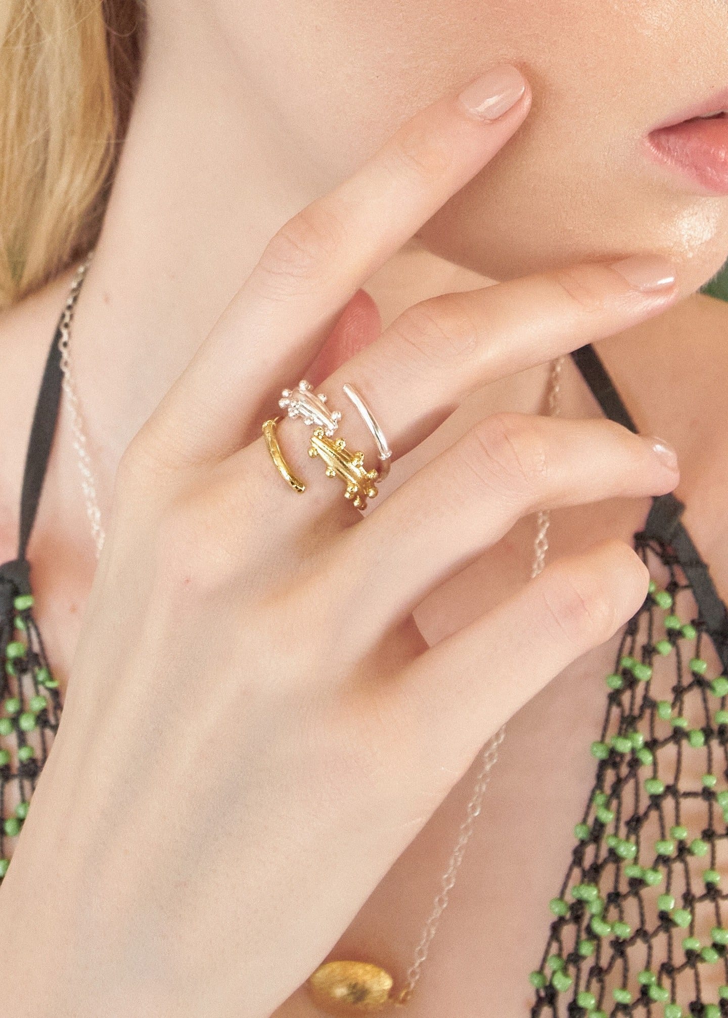 Set de anillos Estambre dorado y plata - imagen 2