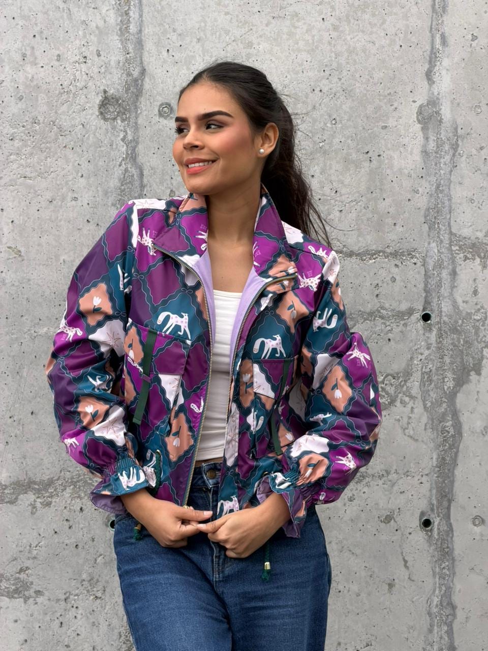 Chaqueta Corta Rombos Morado - imagen 2