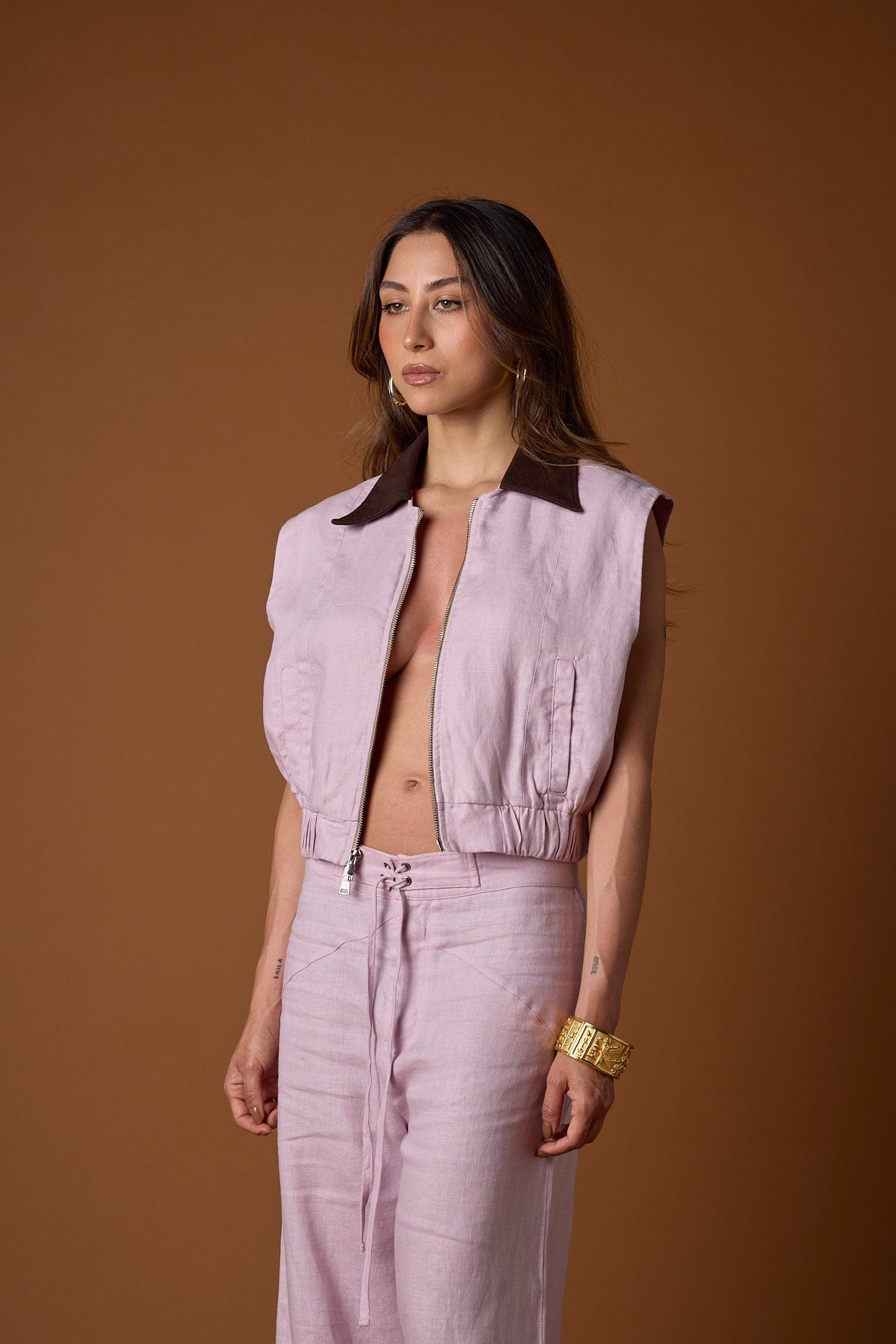 Chaleco Genie de lino | Rosa lavanda - imagen 2