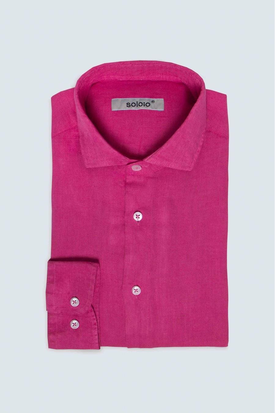 Men's linen shirt fuxia gin basic - imagen 3
