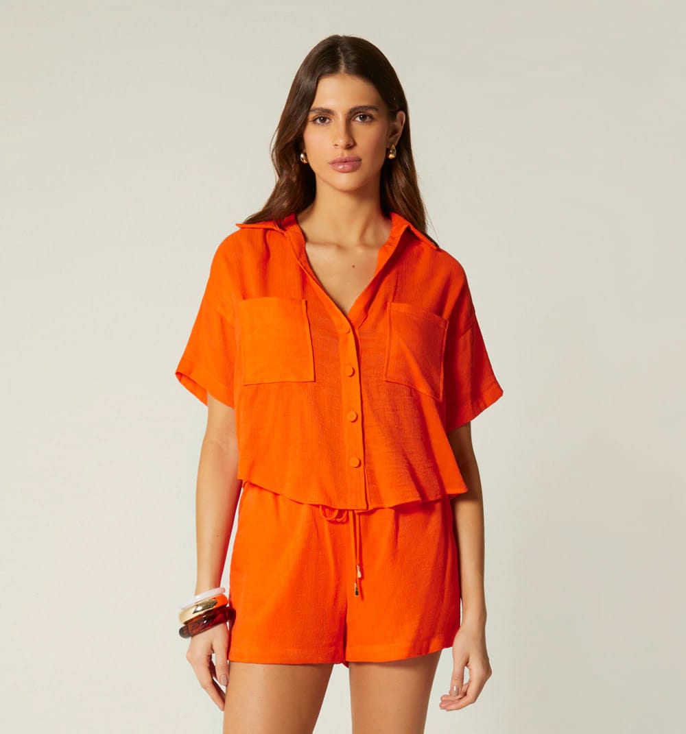 Blusa manga corta y bolsillos - imagen 6