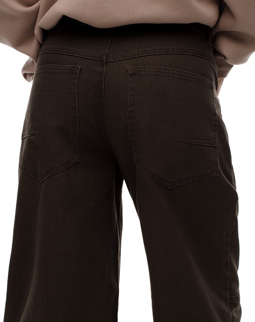 Pantalón wide leg tiro medio drill algodón chocolate mujer - imagen 2