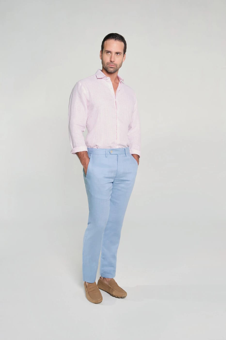 Pantalón Slim Lino Cool Blue - imagen 2