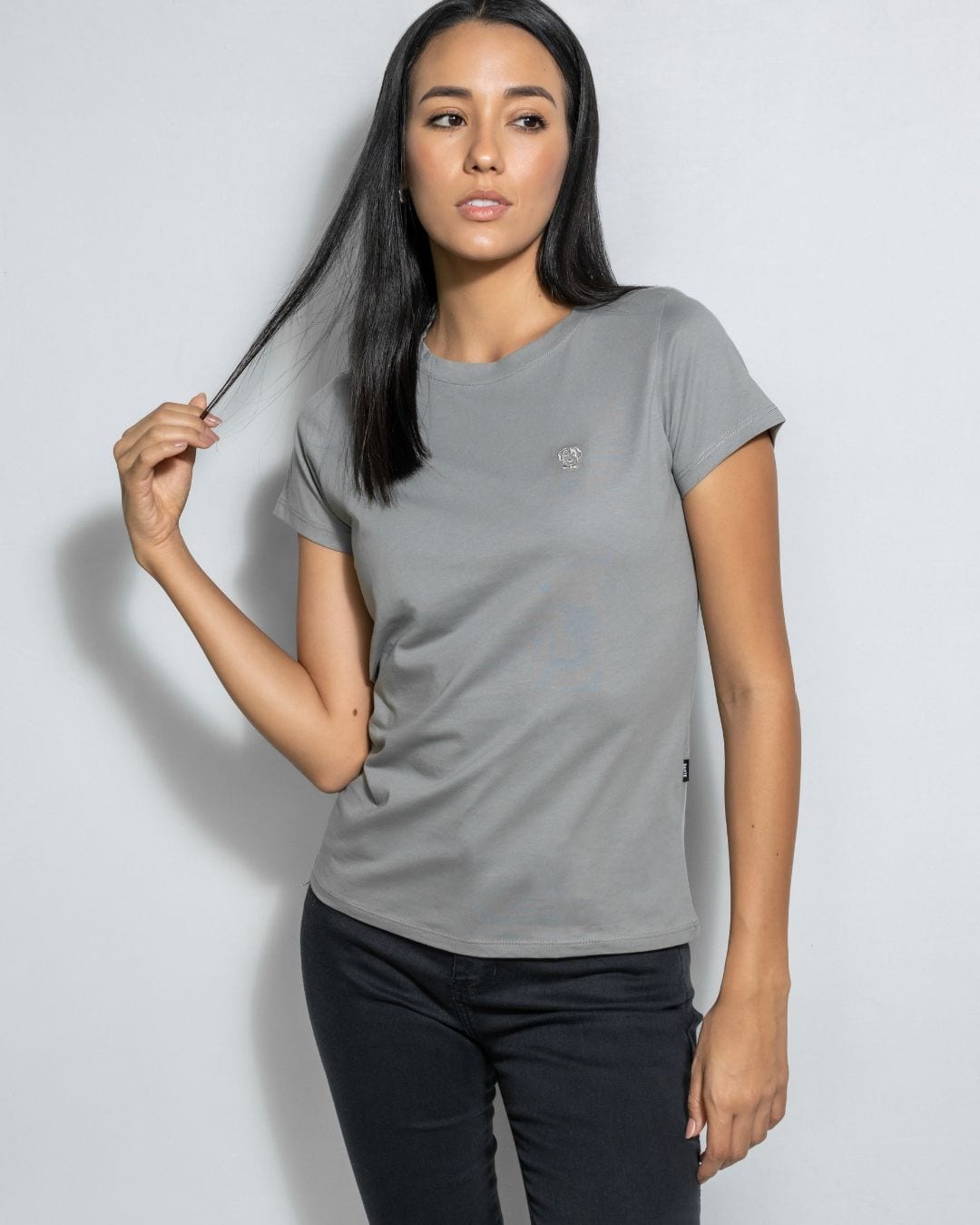 Camiseta Antimanchas de Mujer Gris logo Gris - imagen 4