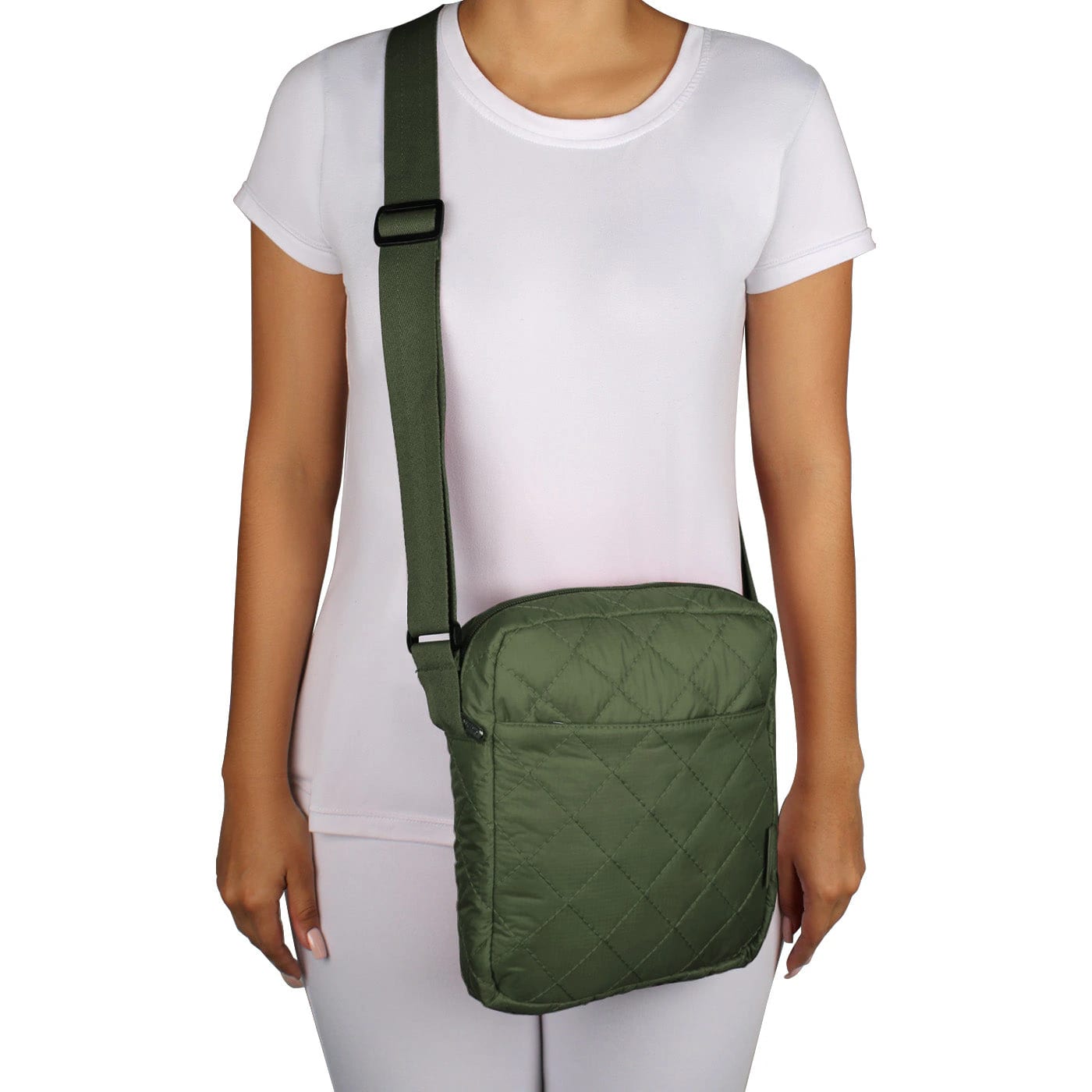 Bolso Manos Libres Viajero puffer Verde Militar - imagen 3