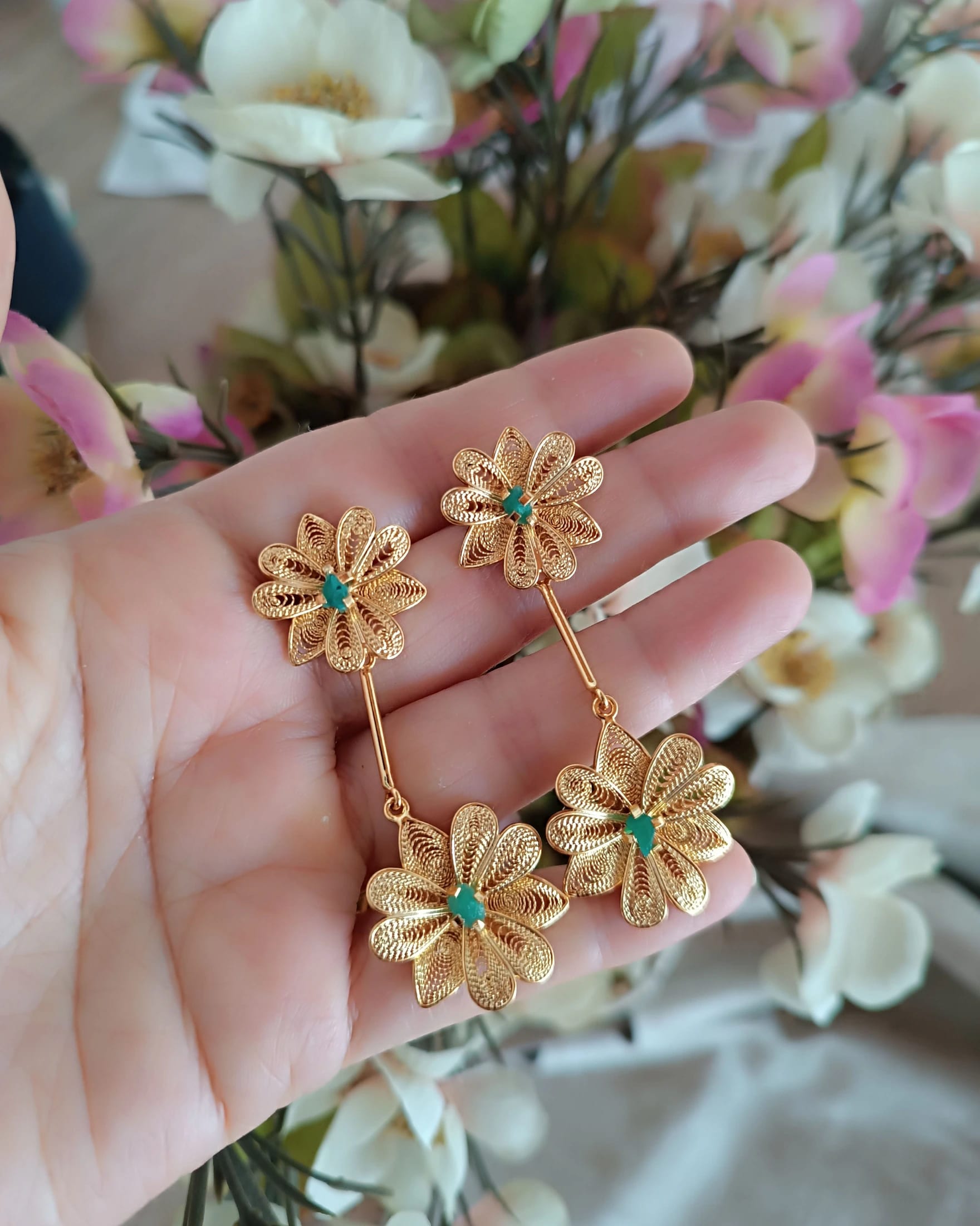 Aretes doble flor, Kany - imagen 3