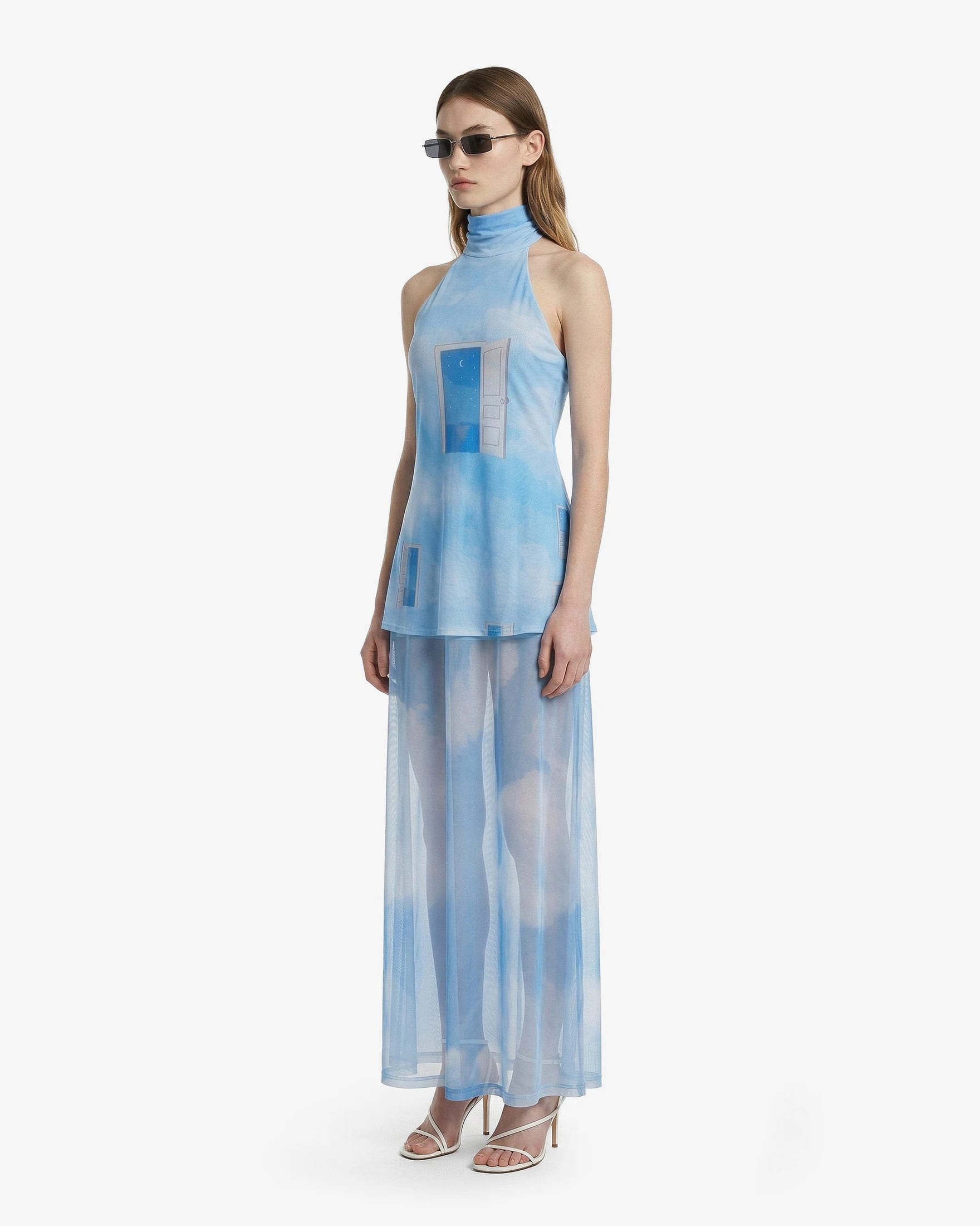 Halter Mesh Maxi Dress - Sky - imagen 2