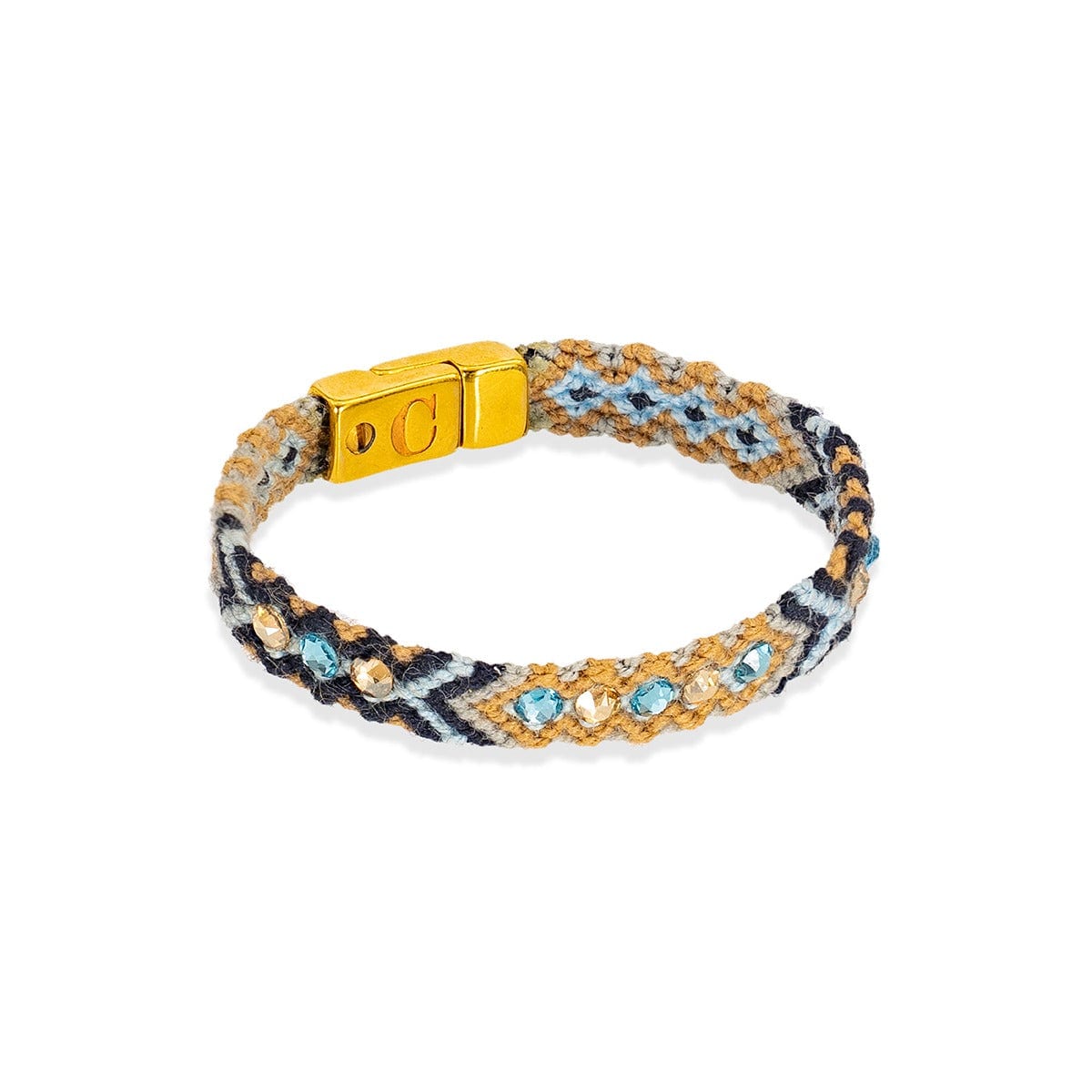 Wayuu Skinny Gold Clasp - Blue Beach - imagen 1