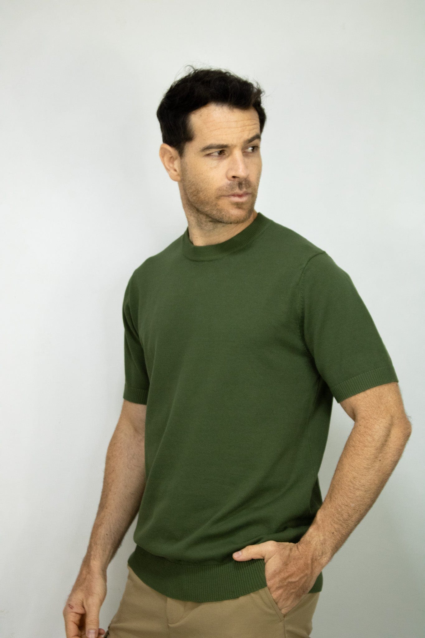 CAMISETA TEJIDA VERDE PARA HOMBRE - imagen 2