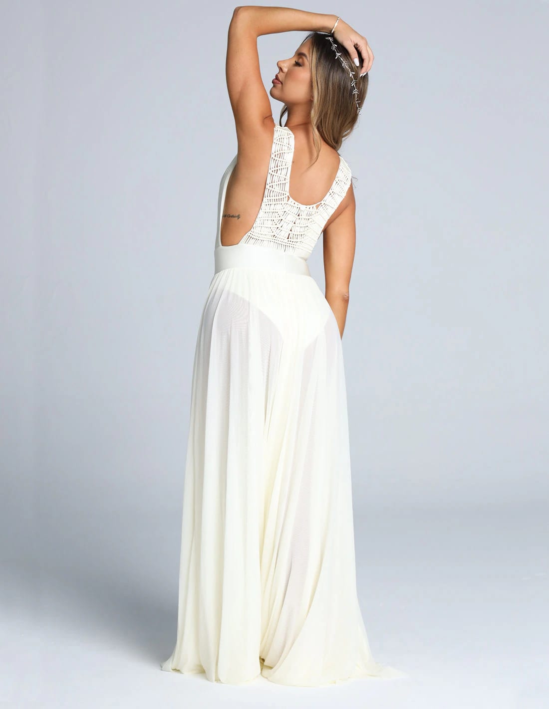 Vestido Equinoccio Tejido Macramé Marfil - imagen 2