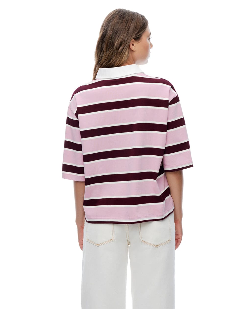 Polo manga corta oversize algodón rayas mujer - imagen 2