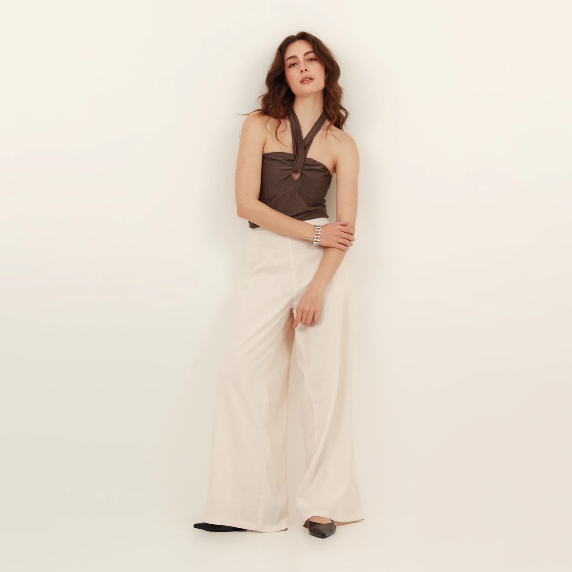 Pantalón palazzo bota ancha con elastico en cintura - imagen 15