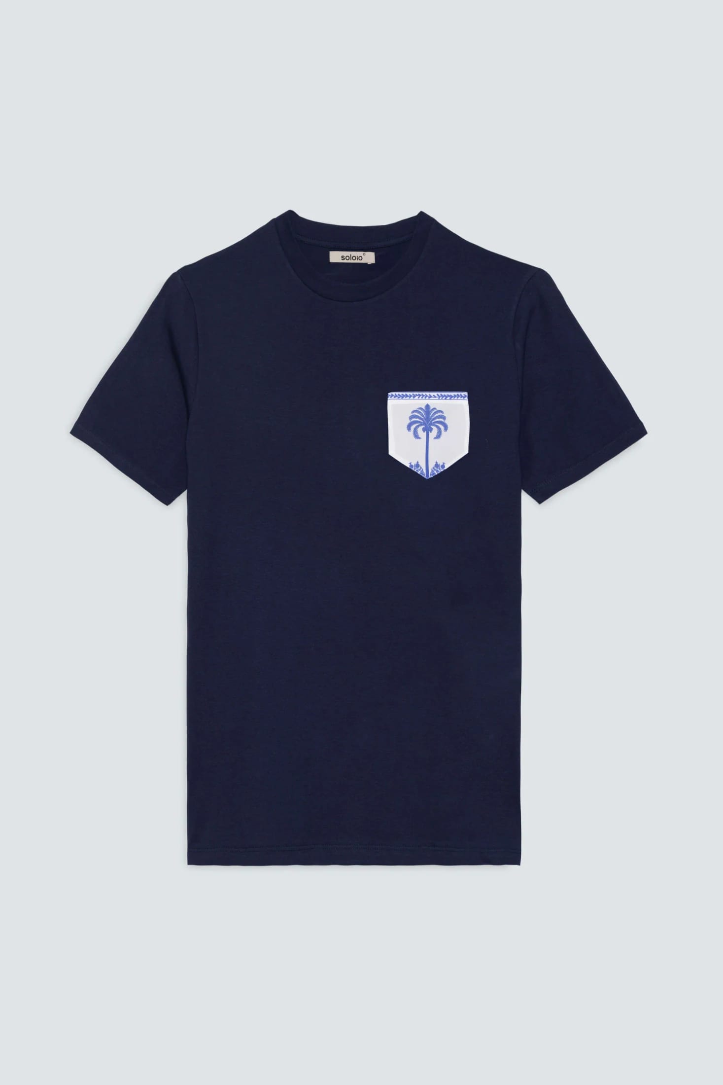 Men's cotton t-shirt navy palm - imagen 2