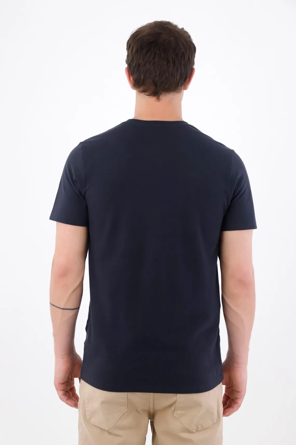 Camiseta regular fit con mini bordado en algodón azul marino para hombre - imagen 4