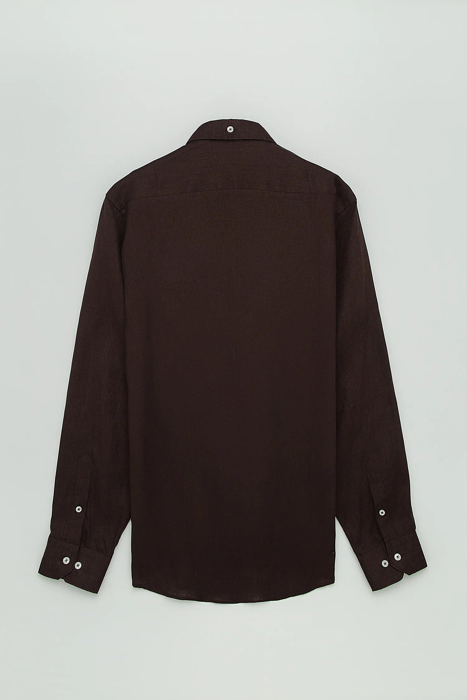 Camisa Button Down Lino Chocolate - imagen 4