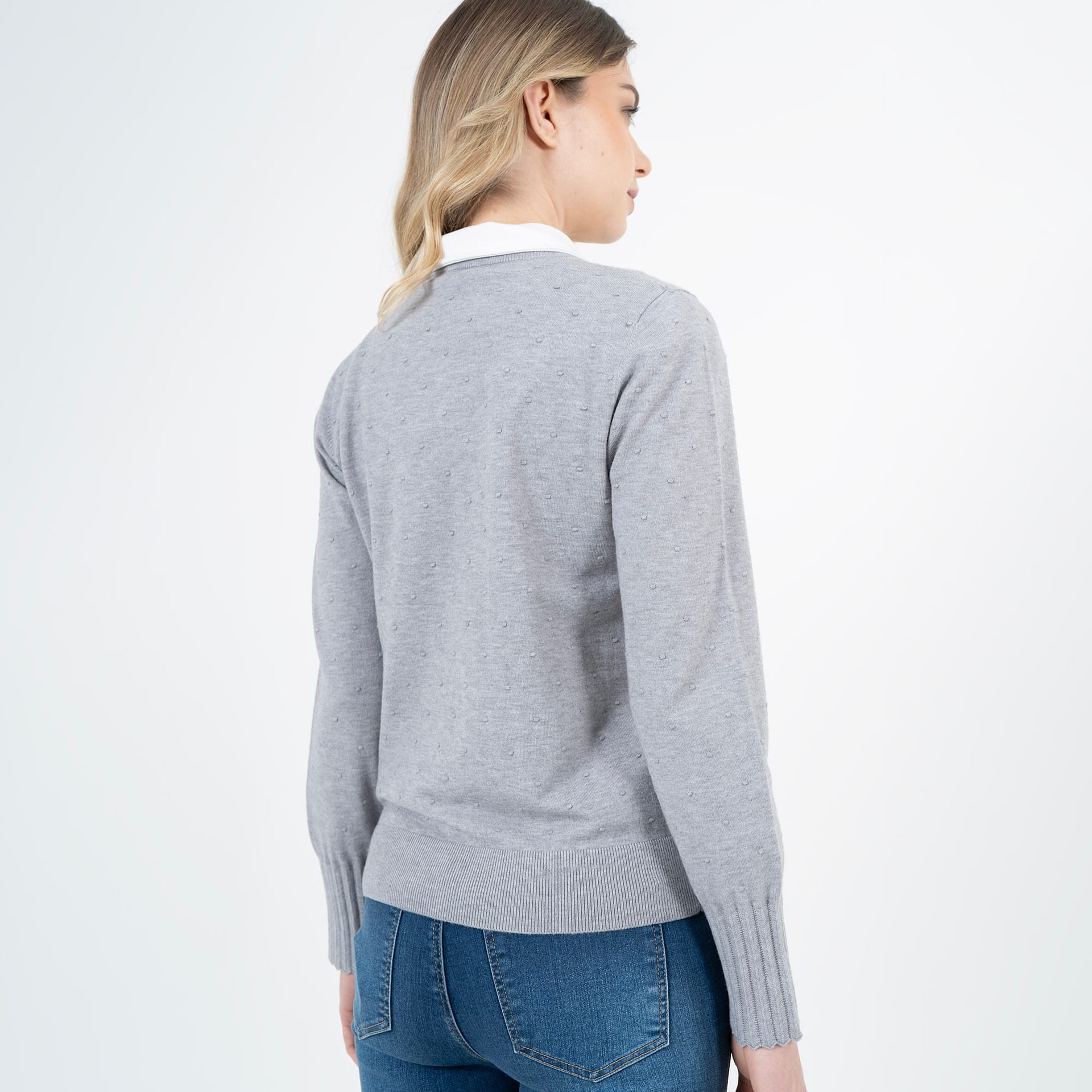 Sweater textura pepas cuello redondo manga larga - imagen 5