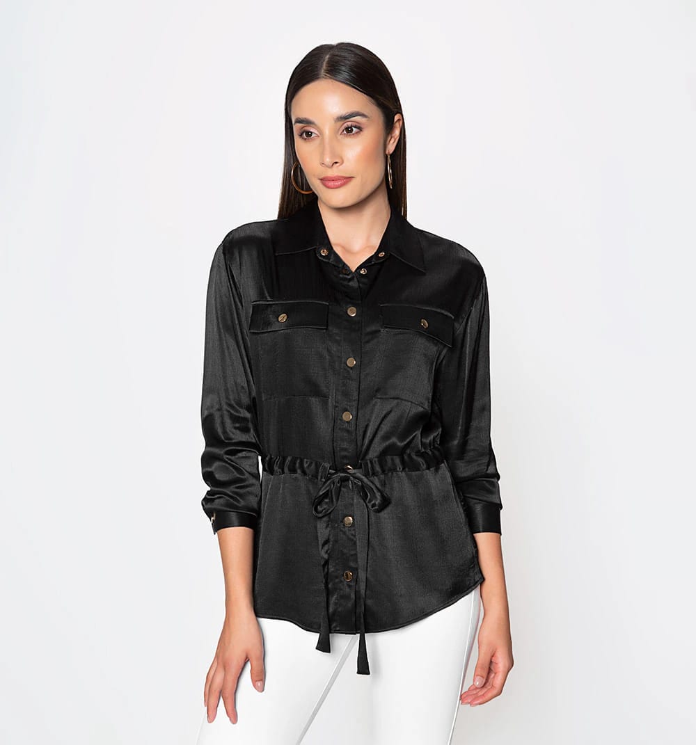 Blusa camisera manga larga con bolsillo - imagen 6
