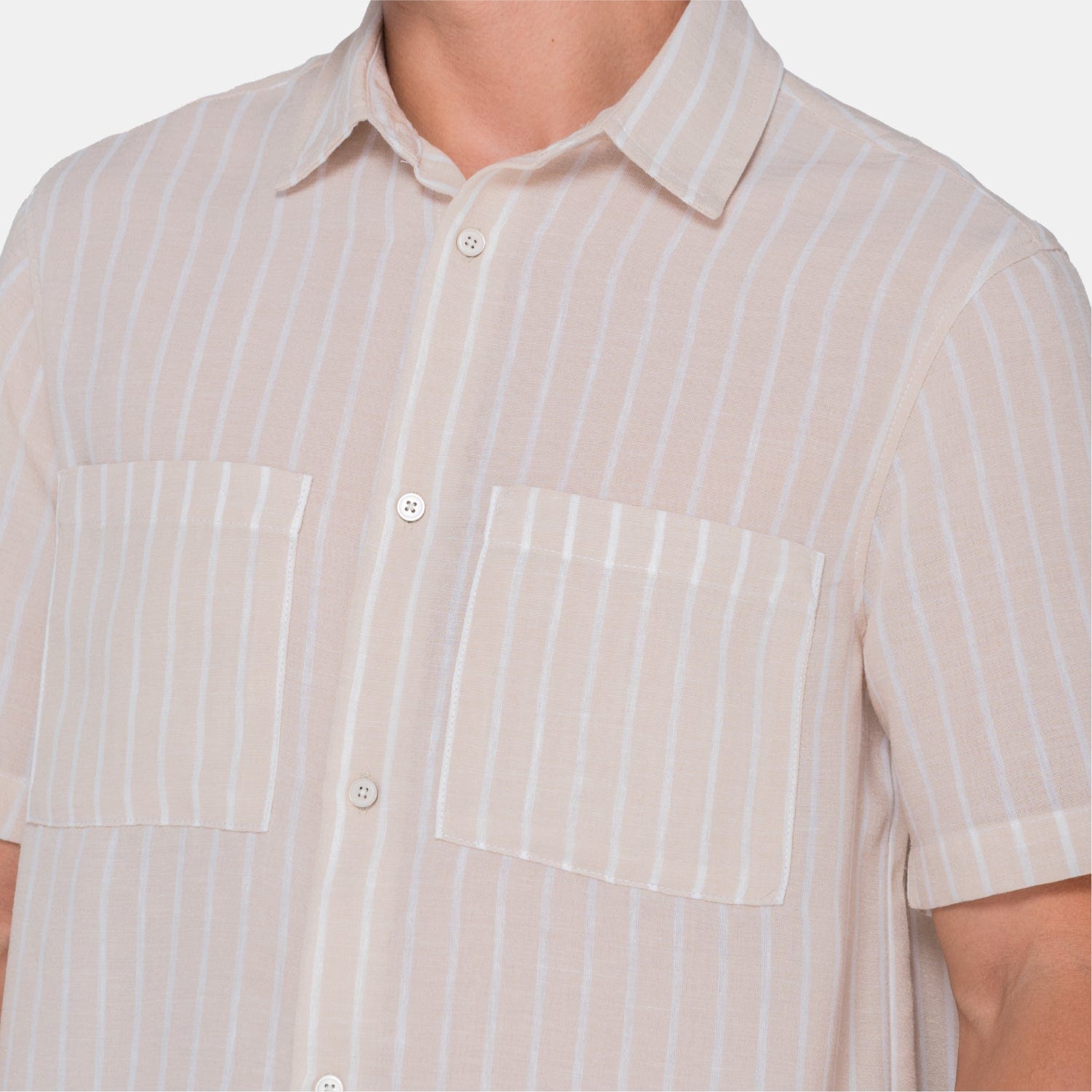 Vertical Stripes S/S Shirt Beige - imagen 3
