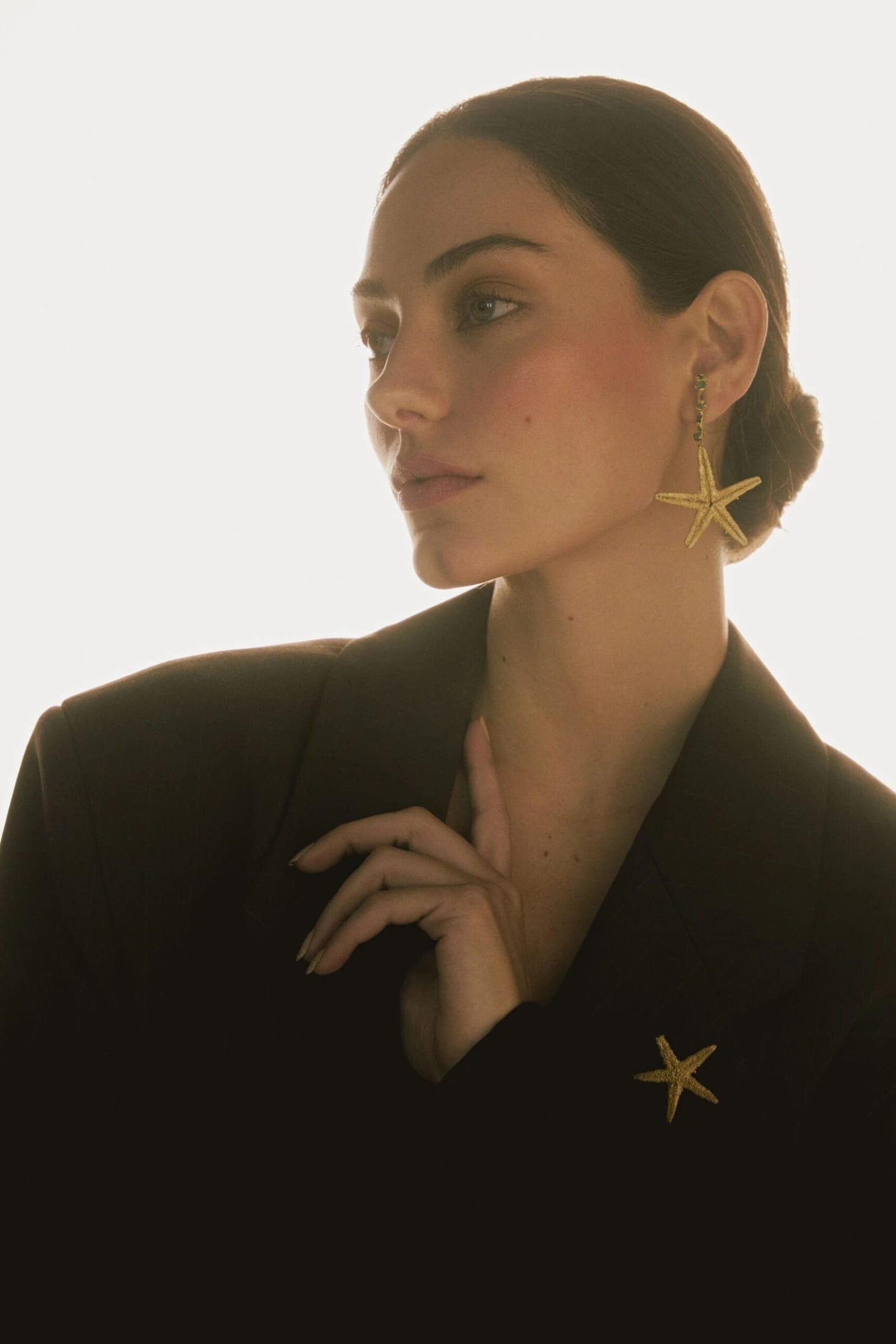 ARETES ESTRELLA DE MAR Y ESMERALDA EN BRUTO - imagen 2