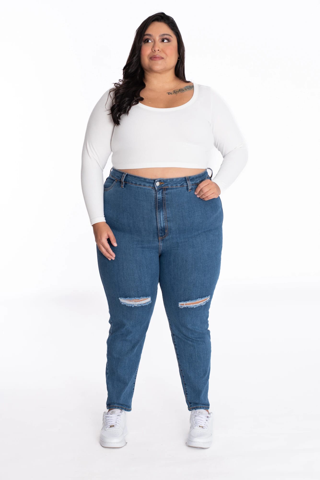 Jean Skinny Azul Medio Roto 407 - imagen 2