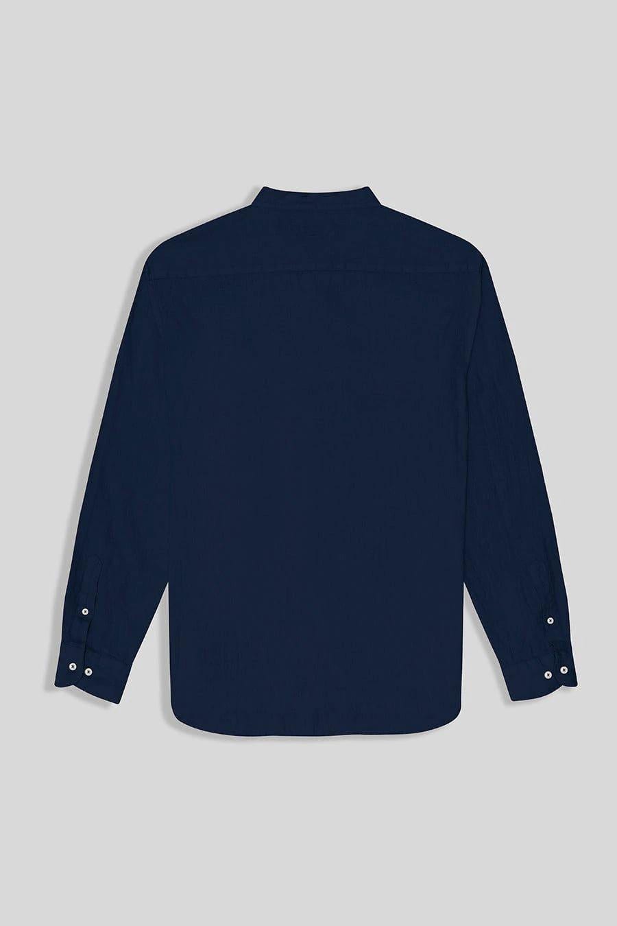 Men's linen shirt mao navy basic - imagen 3